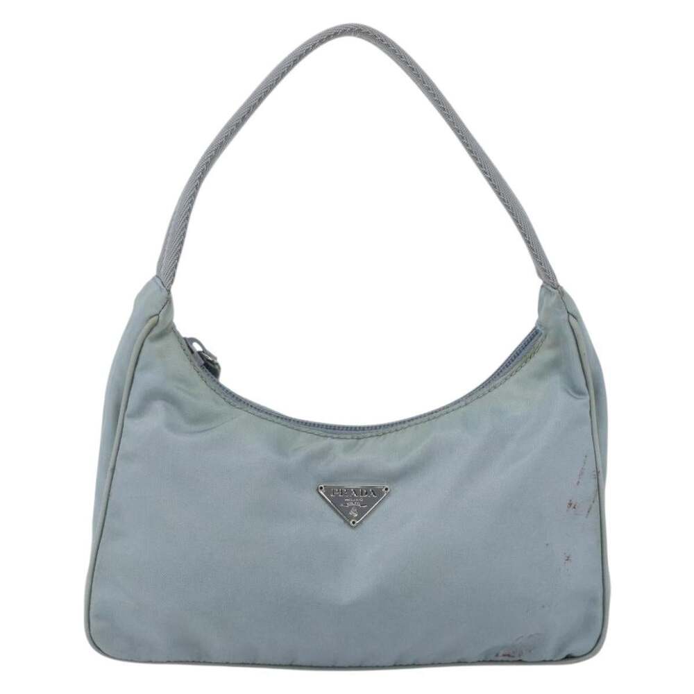 Prada Nylon Hand Pouch Baby Blue Handbag